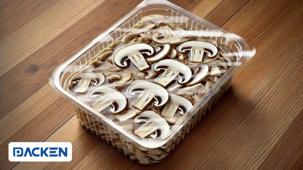 بسته بندی قارچ بلانچ شده اسلایس شده