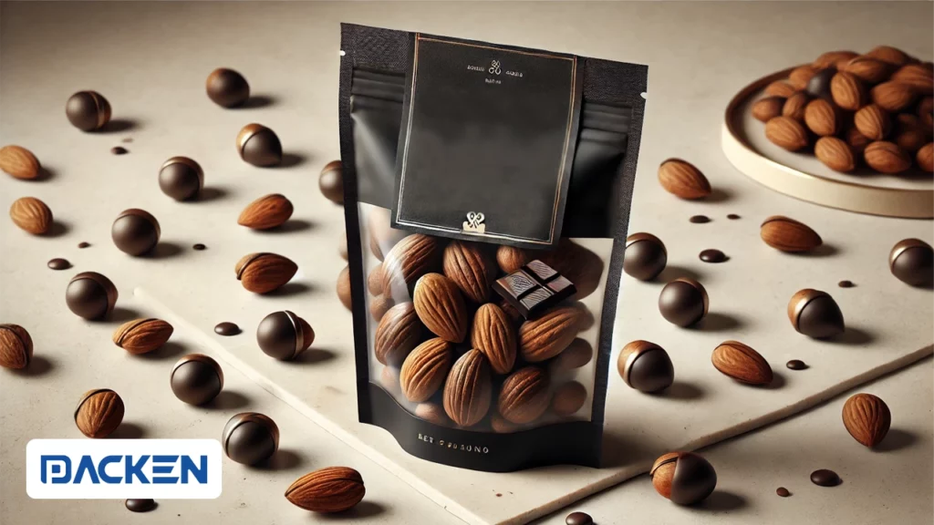 حفظ جودة البندق واللوز المغطى بالشوكولاتة الداكنة